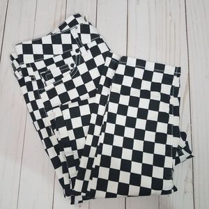 Forever 21 black white checkered high waist jeans